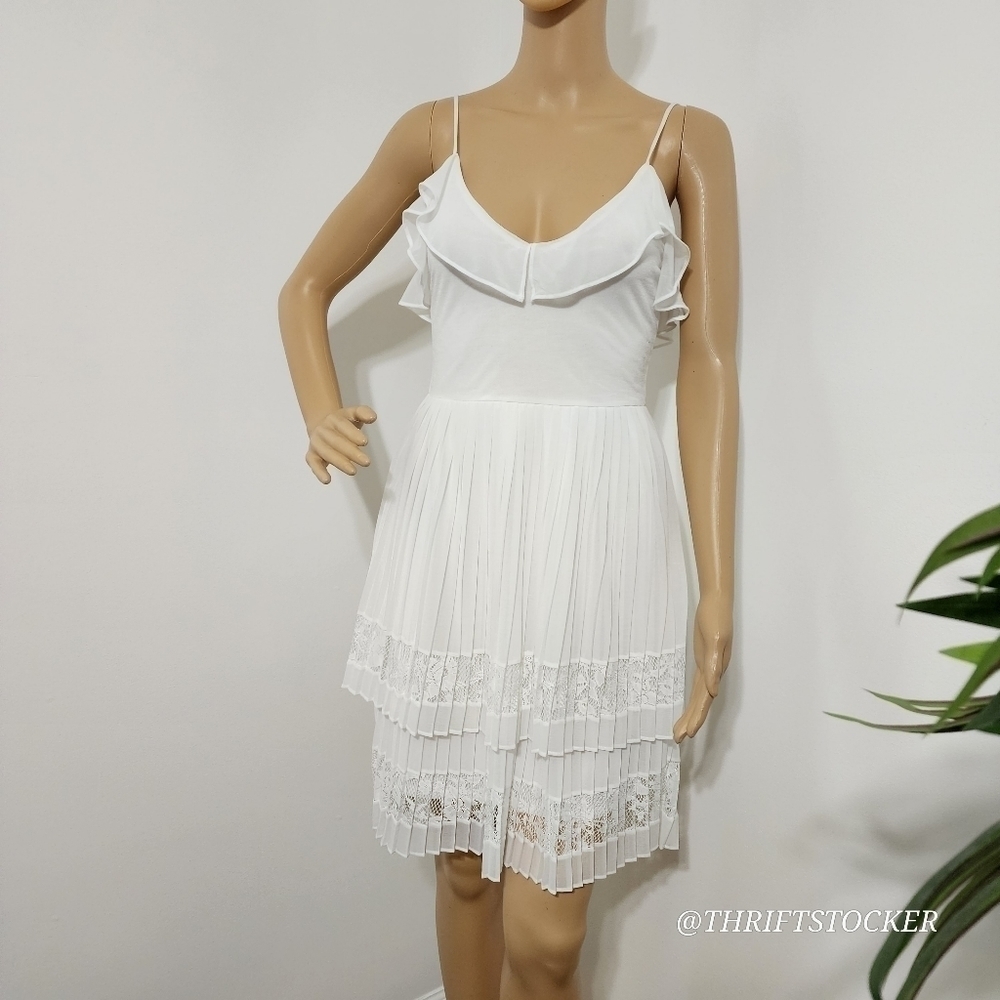 French Connection Adanna Pleated White Dress - Picture 2 of 10